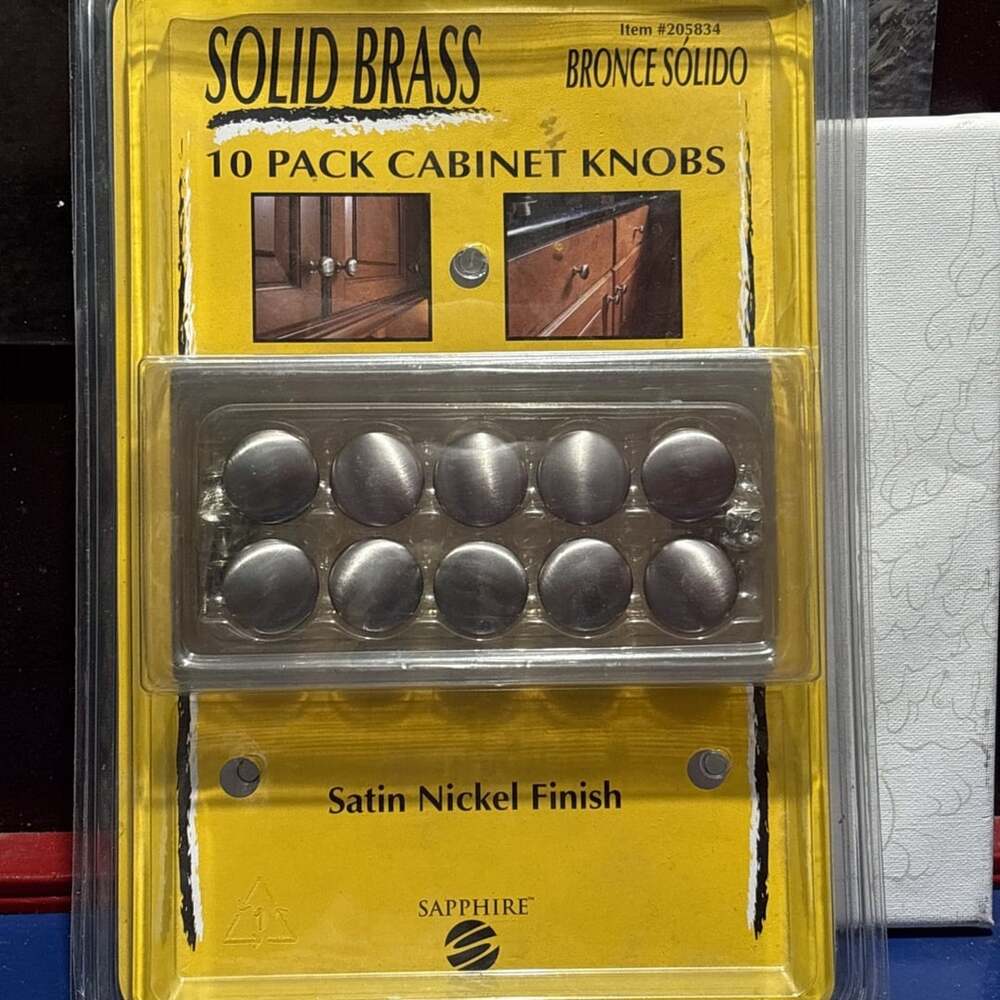 Solid Brass 10 Pk Cabinet Knobs Satin Nickel Finish